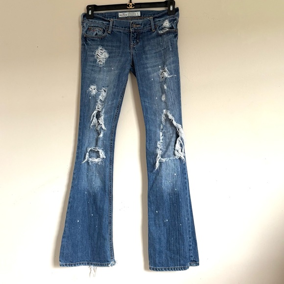 Hollister Denim - Hollister Low Rise Y2K Super Distressed Blue Women's Jeans Size 1